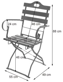 Záhradná súprava 4 skladacích stoličiek a stola HWC-J40, drevo / kov - hnedá