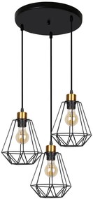 Candellux Čierno-zlatý závesný luster Primo pre žiarovku 3x E27 s guľatou základňou 33-06172