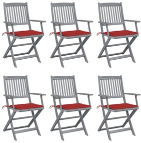 Skladacie vonkajšie stoličky s podložkami 6 ks akáciový masív 3065413