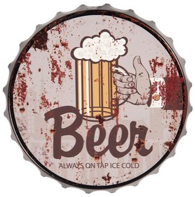 Kovová guľatá ceduľa Beer -o 33 * 5 cm