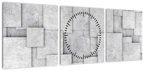 Obraz - Abstrakcia betónových kachličiek (s hodinami) (90x30 cm)