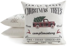 VIANOČNÁ DEKORAČNÁ OBLIEČKA NA VANKÚŠ CAR 45X45 CM VZOROVANÁ