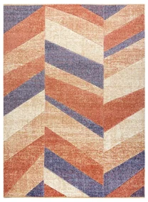 Koberec FEEL 5673/17931 HERRINGBONE béžová / terakota / fialová