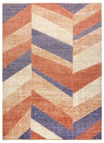 Koberec FEEL 5673/17931 HERRINGBONE béžová / terakota / fialová