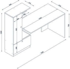 Pracovný stôl Domingos White and Walnut