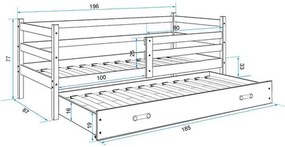 Detská posteľ s výsuvnou posteľou ERYK 190x80 cm Biela Sivá