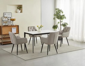 Set dvoch jedálenských stoličiek JORK zamatové, tmavobéžové (čierne nohy) 2 ks