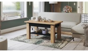 Rozkladací konferenčný/jedálenský stôl s policou ADONIS dub craft/čierna