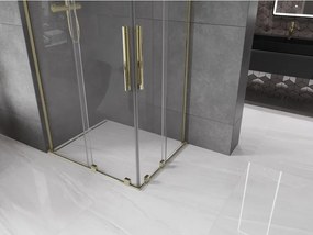 Mexen Velar L Duo, sprchový kút s posuvnými dverami 100 x 90 cm, 8mm číre sklo, zlatá lesklá, 871-100-090-02-03-50