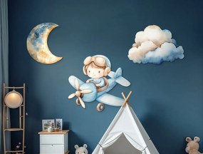 drevko |  Detská dekorácia Lietadielko s malým pilotom  48 x 1395 cm