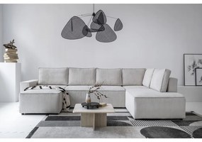 Biela menčestrová rozkladacia rohová pohovka (pravý roh/do tvaru "U") Brave Dave – Miuform