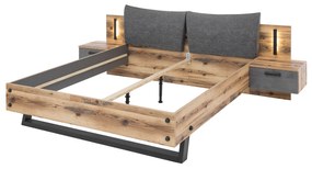 Sconto Posteľ s nočnými stolíkmi DENTON dub lodge/antracitová, 180x200 cm