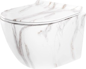 Rea Carter Tornado, závesná WC misa 49x37x35 cm + WC sedadlo, imitácia kameňa-Aiax Shiny, REA-C6390