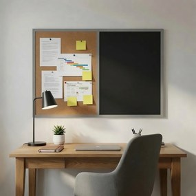 Toptabule.sk Kombinovaná tabuľa čierna v šedom drevenom ráme COLOR 120x90 cm