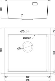 Mexen Solix, 1-komorový nerezový drez 500 x 500 mm, brúsená meď, vzor voština, 6407501000-65HC