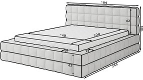 Biela čalúnená dvojlôžková posteľ s úložným priestorom s roštom 140x200 cm Dizzle – ELTAP