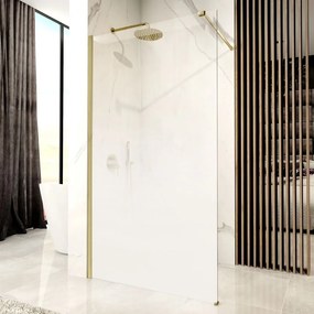 Rea Aero Ombre, sprchová zástena Walk-In 110x195 cm, 8mm číre sklo s bielym vzorom, zlatý matný profil, REA-K2465