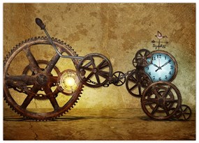 Sklenený obraz strojčekov historických hodín (70x50 cm)
