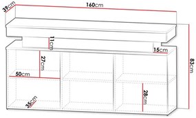 Skrinka Lesteralo 3D 160 (čierna + lesk čierny) (s LED osvetlením). Vlastná spoľahlivá doprava až k Vám domov. 1105937