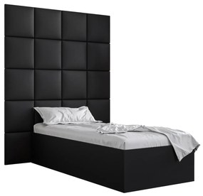 Jednolôžková posteľ s čalúneným čelom 90 cm Brittany 3 (čierna matná + čierna) (s roštom). Vlastná spoľahlivá doprava až k Vám domov. 1045979