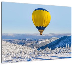 Sklenený obraz - Let nad zimnou krajinou (70x50 cm)
