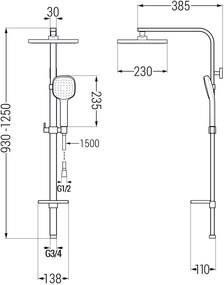 Mexen - Sprchový stĺp Q33, chróm / biela, 798333395-02