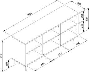 Široká skrinka 3-dverová Bali, dub sonoma/výplet