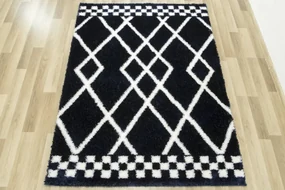Koberec Boho 656 Romby tmavomodrý / krémový