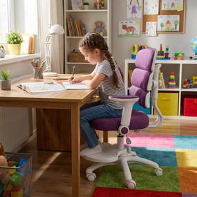 Detská rastúca stolička Neoseat KIDDY THREE — látka, prateľný poťah, fialová