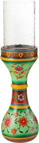 Drevený farebný okrúhly svietnik Mumbai mango wood - Ø 13*46 cm