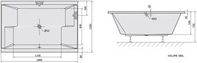 Polysan Polysan, DUPLA asymetrická vaňa 180x120x54cm, biela, 13611