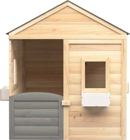 vidaXL Hračkársky domček s uzamykateľnými dverami a kvetináčmi jedľa