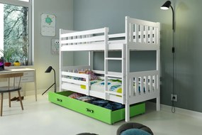 Poschodová posteľ CARINO - 190x80cm - Biela - Zelená