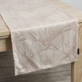 Elegantný zamatový stredový obrus v kremovej farbe s krásnym vzorom 40x140