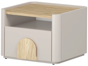 Nočný stolík Amilio 50 cm - kašmírová / dub olejovaný / dub svetlý