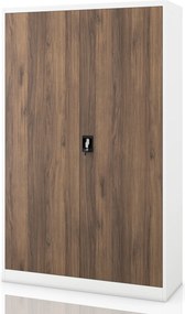 Kancelárska kovová skriňa na spisy biela / orech: Eco Design JAN II, 1150 x 1850 x 400 mm