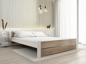 AKCIA Posteľ IKAROS DOUBLE 160 x 200 cm, biela/dub sonoma II. akosť