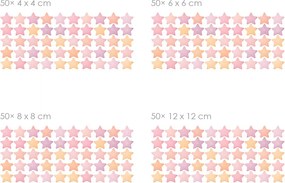 Akvarelové hviezdy pre dievčatá 50 ks textilní prelepiteľné nálepky na stenu 50 ks 4x4 cm