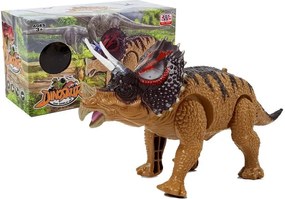 LEAN TOYS Dinosaurus na batérie Triceratops hnedý