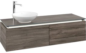 VILLEROY &amp; BOCH Legato závesná skrinka pod umývadlo na dosku (umývadlo vľavo), 2 zásuvky, s LED osvetlením, 1400 x 500 x 380 mm, Stone Oak, B587L0RK