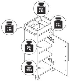 Odkladací vozík do kúpeľne »Eklund«, biely