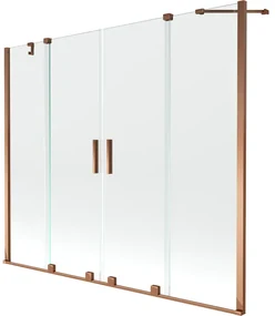 Mexen Velar Duo, 2-krídlová posuvná vaňová zástena 200 x 150 cm, 8mm číre sklo, ružové zlato profil, 896-200-000-02-60