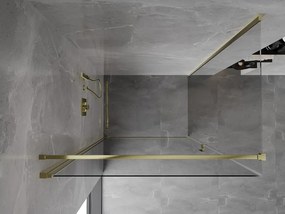 Mexen Mist-B, 1-krídlový výklopný sprchový kút 75 x 90 cm, číre sklo, zlatý lesklý profil, 8A2T-075-090-50-00