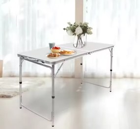 Lean Toys Skladací záhradný nábytok biely – 1 stôl, 4 stoličky