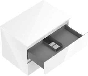 Mexen Orio, kúpeľňová skrinka 70 cm s hornou časťou, 2 zásuvky, biela lesklá, 91A10-07047-2-BFFC00