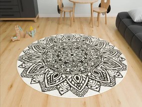 Koberec Lima G754A mandala, biely / čierny kruh