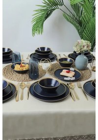 24-dielna jedálenská súprava, modrá/zlatá, keramika