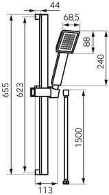 Ferro Sprchové súpravy - Sinus súprava sprchovej hlavice, 1-funkčná, hadice a tyče, čierna matná, N170BL-B