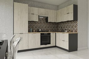 Moderná rohová kuchyňa 280 x 160 CRAFT, biely craft/grafit