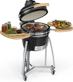 Klarstein Queensize, kamado gril, teplomer, odnímateľné bočné diely, čierny